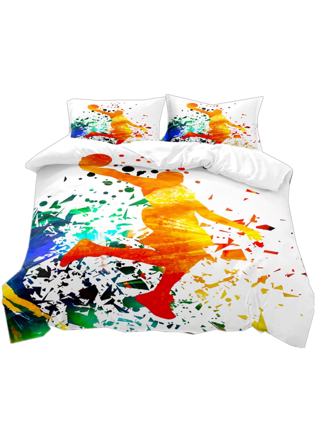 Stillshine. Funda Nordica Cama 90/105/135/150 Baloncesto para Niños Tema Deportivo Fresco para Niños y Adolescentes Graffiti Juego de Cama de Decoración (Color 3,Cama 105 200x200 cm)
