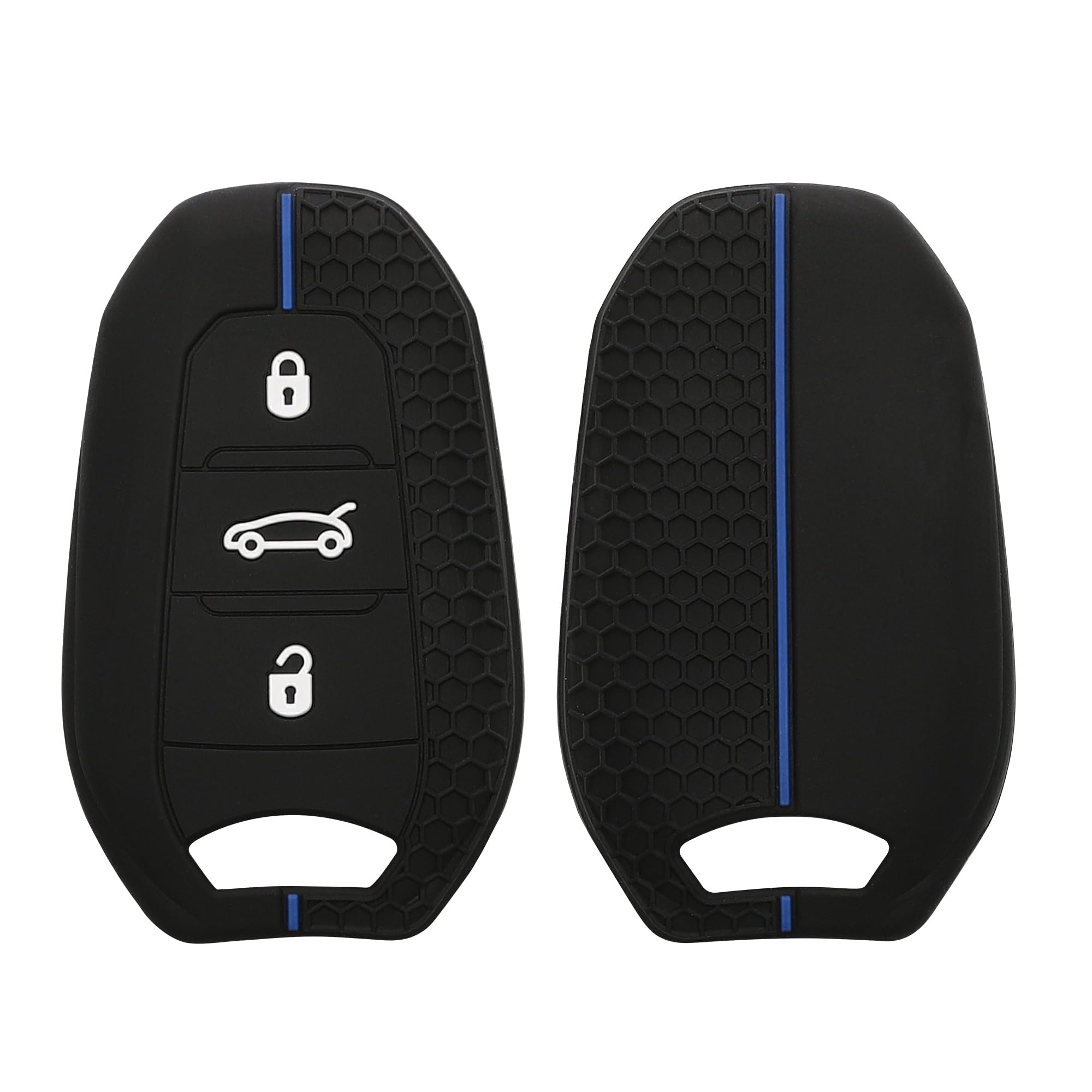 kwmobile Custodia Coprichiave Compatibile con Fiat 600 600e Hybrid Grande Panda Doblo K9 III Cover - Copri Telecomando Chiave Auto - Copri Chiavi Macchina nero/blu - 2