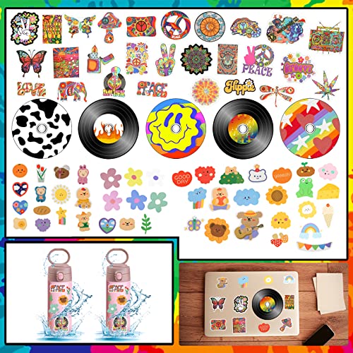 Awmgirl 133 Stück Ästhetisches Bild für Wandcollage, Indische Raumdekoration Wandkunstdrucke Collage Druck Kit, Bunte Hippie ästhetisches Bild für Wohnheim-wanddekoration