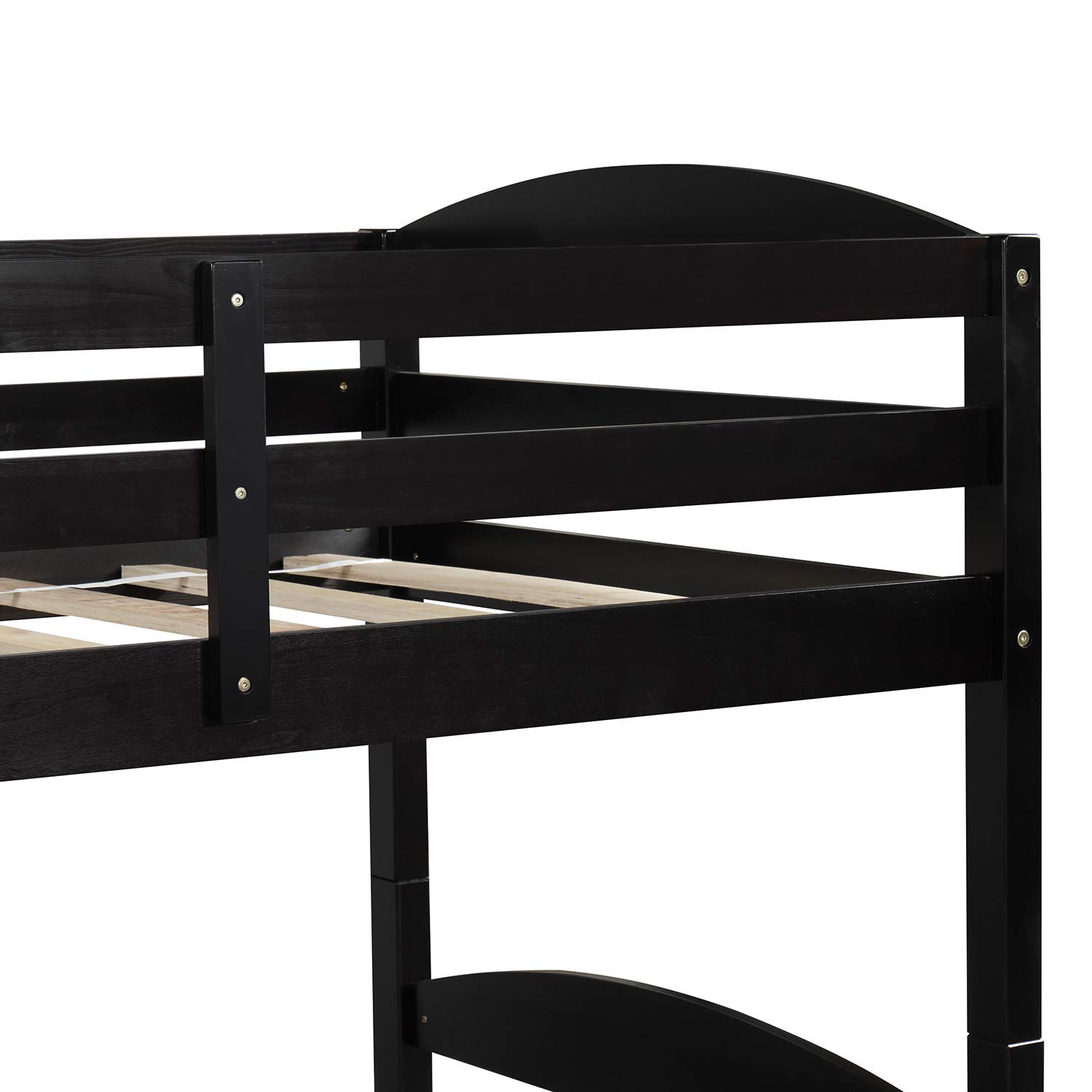Twin Over Twin Bunk Bed for Kids, Wood LShaped Corner Bunk Bed Frame
