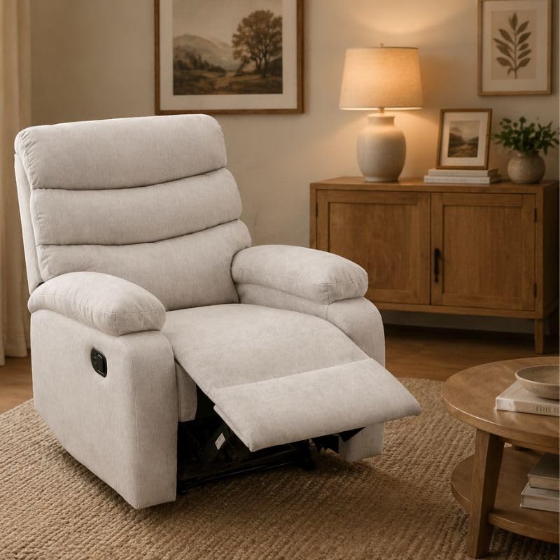 Buyqualia Sillón reclinable Individual tapizado Color Beige/Gris Oscuro/Gris (Beige)