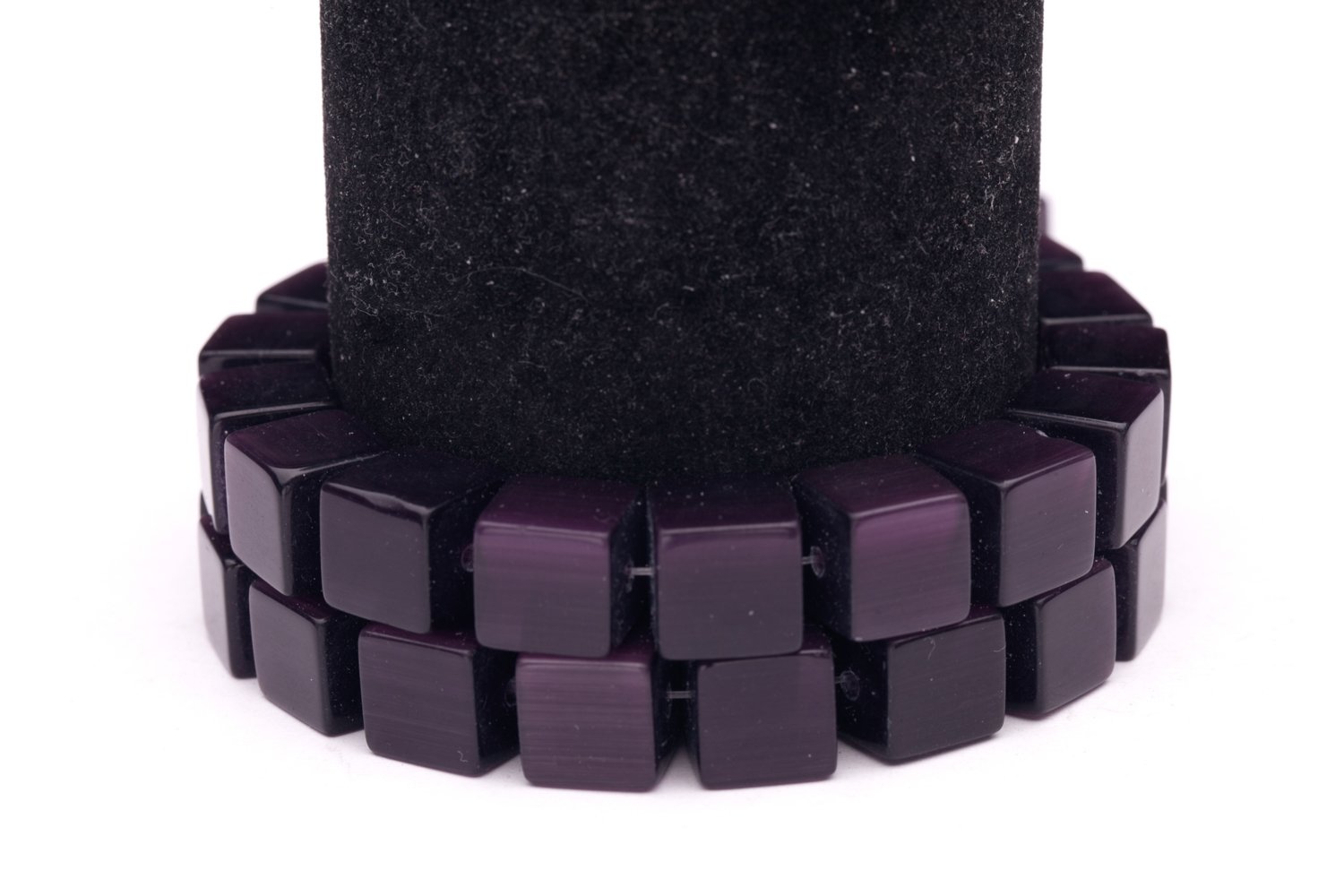 Dark Purple Cat's Eye Beads Cube Fiber Optic Glass Beads 10mm