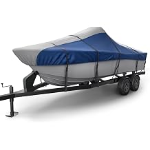 Seal Skin Covers Supreme, Center Console Boat Cover Waterproof, All-Weather Protection, Marine-Grade Cover for 16'-17'L x 92" W Mooring & Trailering Boat Cover Grey/Blue