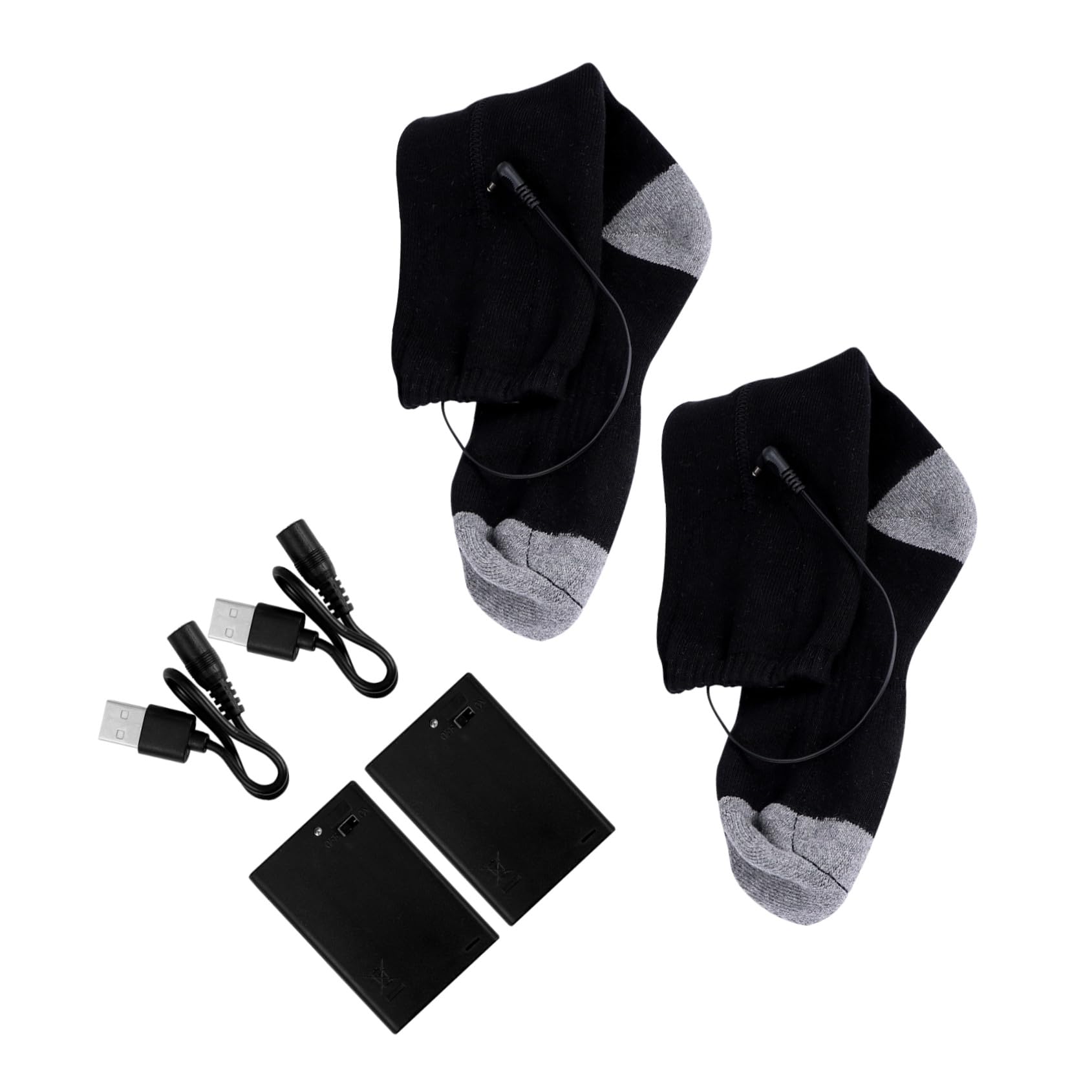 Beheizbare Heizsocke 1 Satz mit USB, Schwarz, Polyester