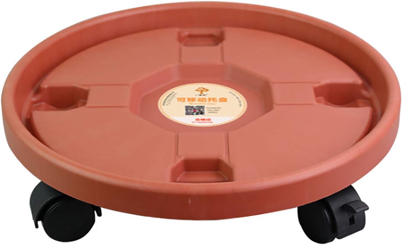 2 Pack of Rolling Plant Stand Caddy,14 Inch White Round Potted Plant Tray with Lockable Wheels,Round Flower Pot Mover for Indoor Outdoor Home Garden