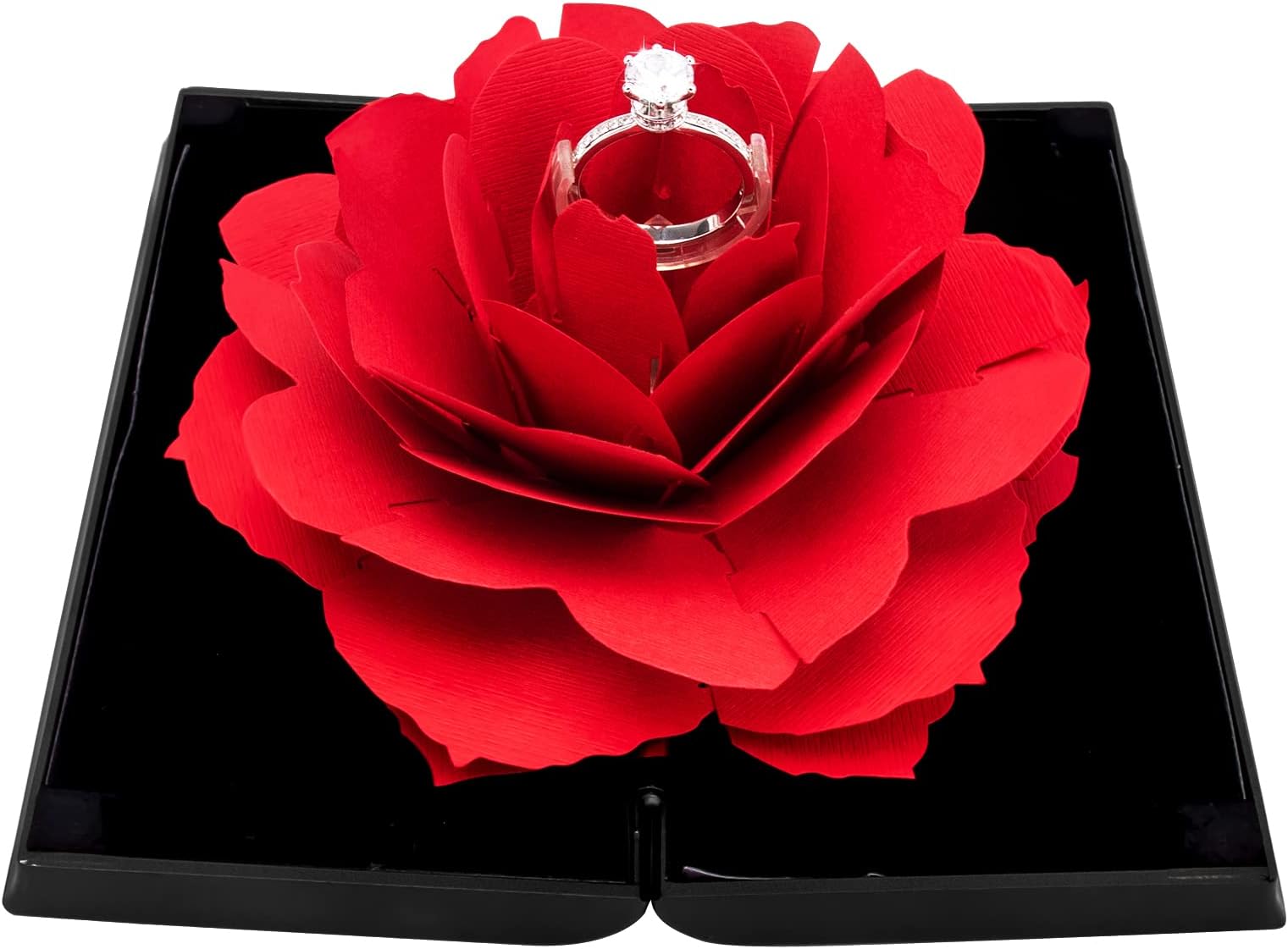 wonuuEngagement Ring Box,Ring Rose Box Surprise Jewelry Storage Holder for Woman as Proposal Engagement Wedding Ring Jewelry Gift ect.