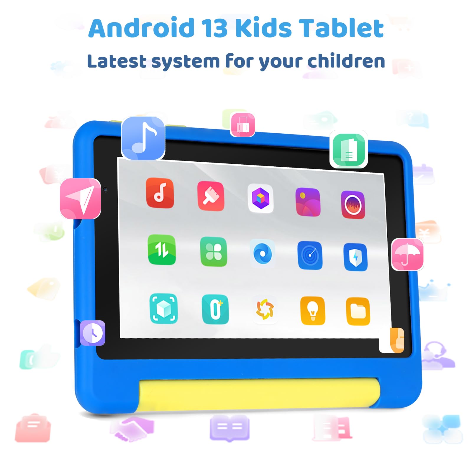 Tablet für Kinder, Tablet mit 7 Zoll für Kinder, 8GB RAM + 64GB ROM, 128 GB Expand, Kindersteuerung, Software für Kinder vorinstalliert, Dual-Kamera (blau)