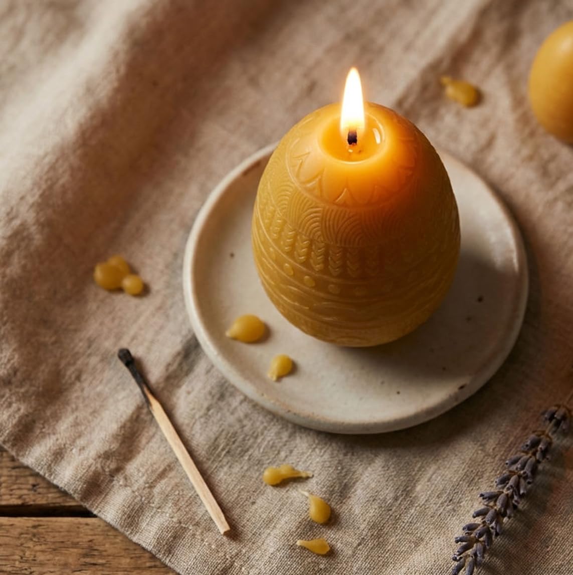 Juego de 10 velas de cera de abejas huevo decoración de Navidad natural eco