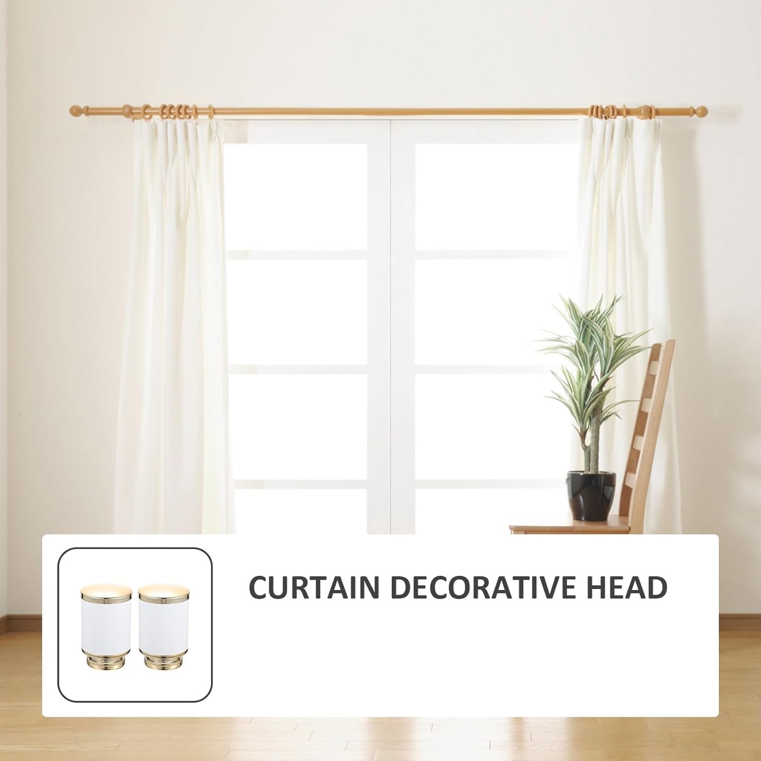 Curtain Rod Ends 4Pcs Decorative Curtain Rod Ends Sturdy Easy Install Pole Head Ornament for Home Window Drapery Accessories