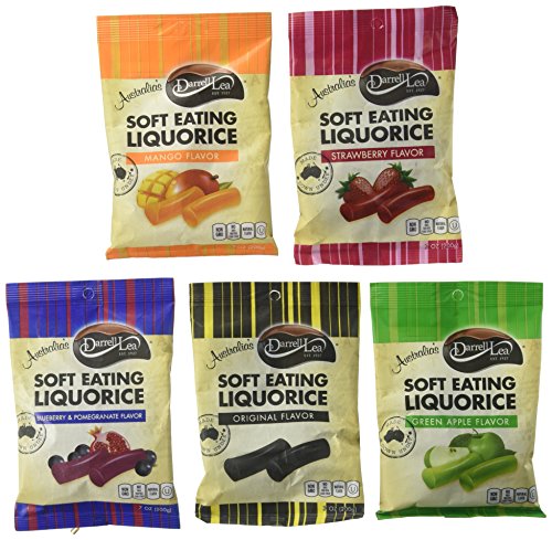 Darrell Lea Soft Eating Licorice 7 Oz, 5 Flavor Variety Pack (Pack of 5 )