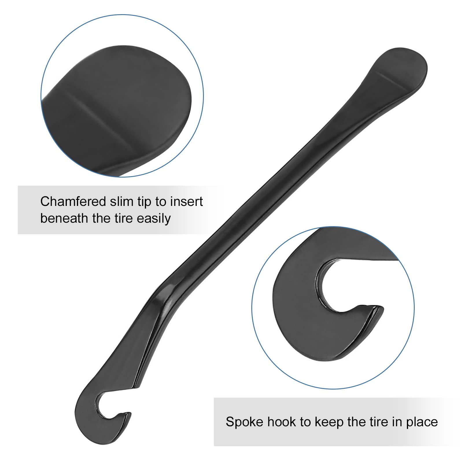 Demonte Pneu Velo 3 Pièces, Levier De Pneu En Acier Au Carbone Noir Changeur De Pneu De Vélo