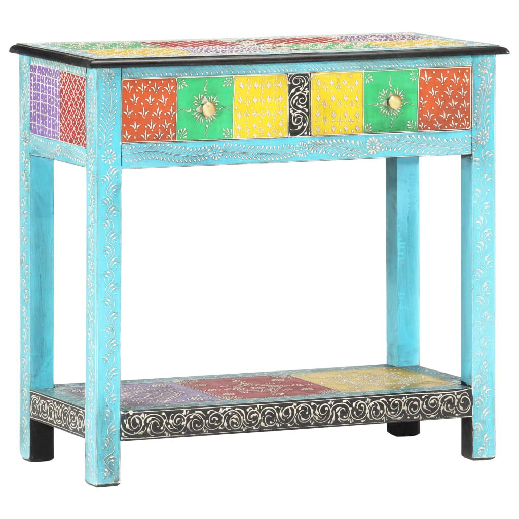 Homgoday Mesa Consola Pintada a Mano Madera Maciza de Mango 80x35x75 cm Mesas auxiliares de salón,Mesa Consola Recibidor Mueble de Entrada Estrecha Clásica,para SalÓn, Entrada, Pasillo