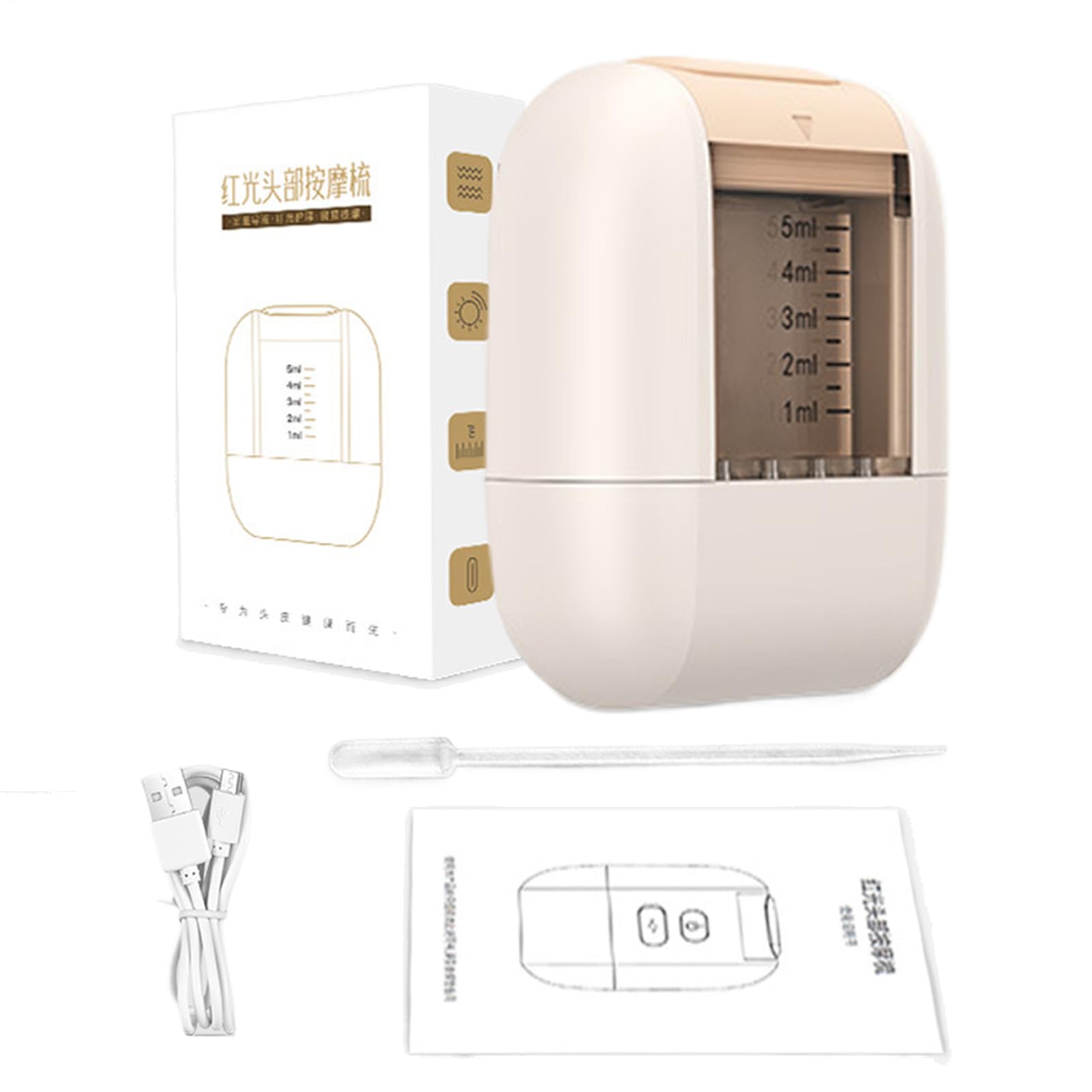 Applicateur d'huile - Peigne à racines, applicateur de peigne | Masseur vibrant étanche, rechargeable à main avec lumière rouge EMS micro-courant | Distributeur d'huile capillaire électrique, brosse