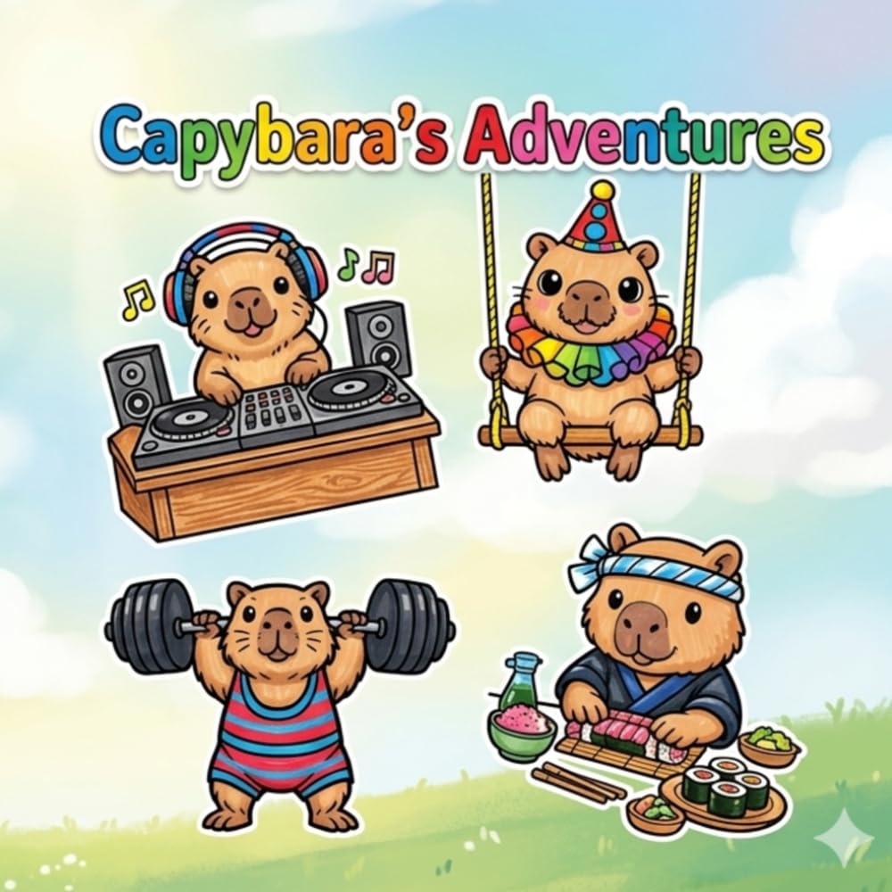 Capybara's Adventures: A Simple and Fun Coloring Book for Kids and Toddlers: 30 Cute Capybaras in Action with Bold, Thick Lines