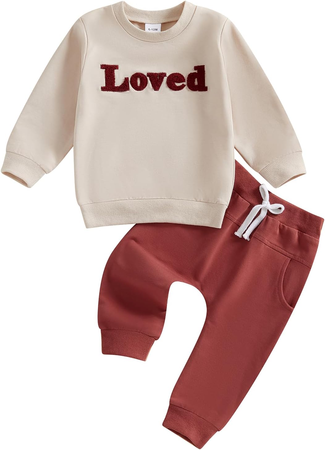 Gueuusu Toddler Baby Boy Girl Spring Fall Clothes Long Sleeve Loved Embroidery Sweatshirt Long Pants Set Valentines Outfit