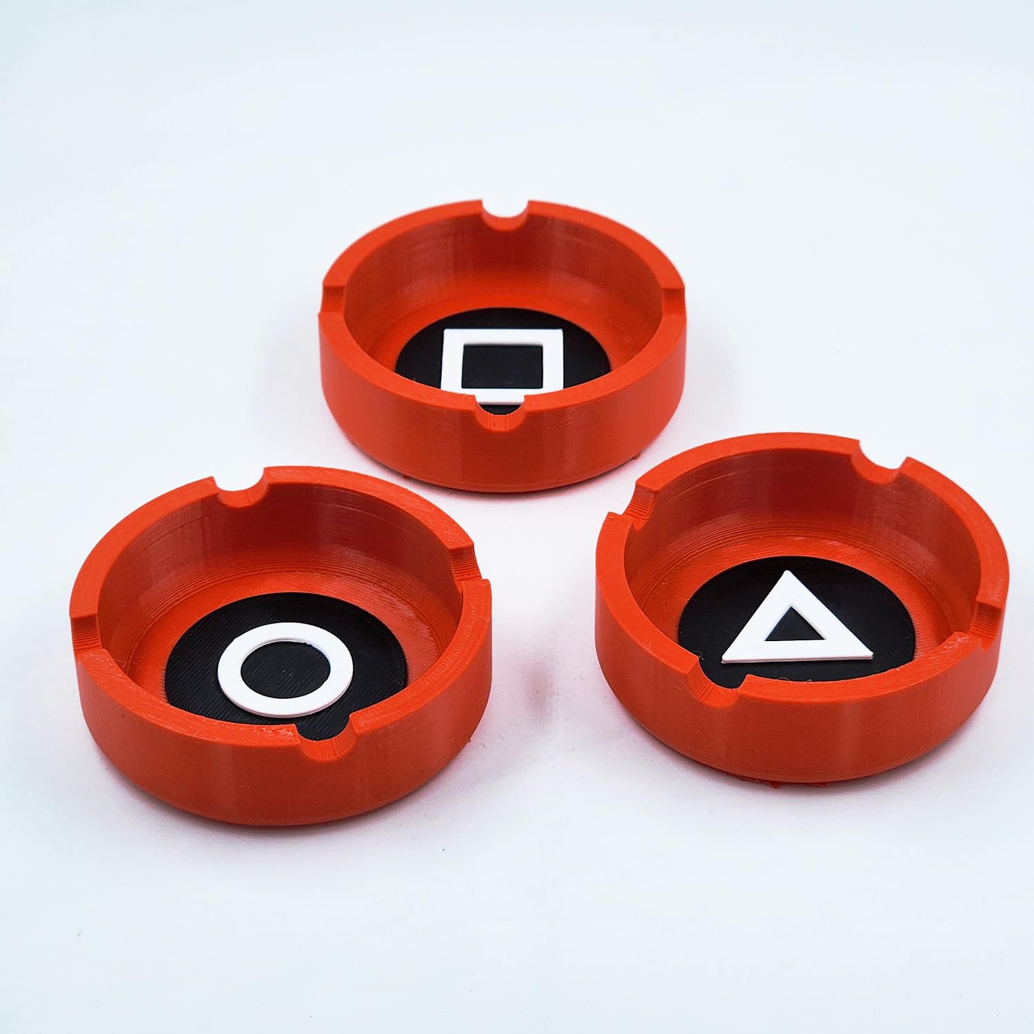 3-Piece Red Ash Tray Set (75 mm) | Circle, Square & Triangle Symbol Ashtrays | Durable 3D Printed Table Ash Tray Combo for Home, Balcony & Office-image-15