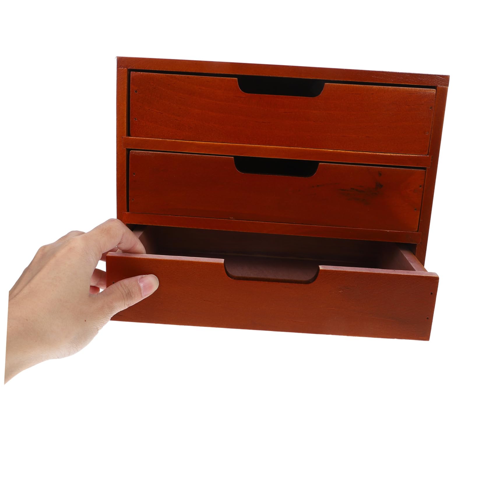 Organizzatore da Scrivania a Cassetti a Tre Livelli in Legno Marrone | Comò e Soggiorno, Facile da Pulire e Usare, Soluzione Multi-livello per Piccoli Oggetti