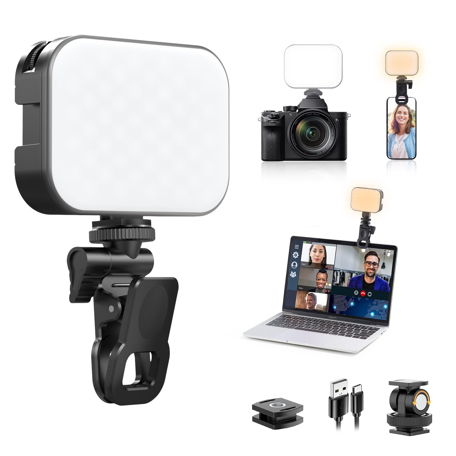 Ulanzi VL100X Selfie Light, Clip LED Light Panel for Phone/Laptop/Tablet/Computer, Bi-Color Portable Clip Camera Light with Dimmable 2500-6500K with 2000mAh Battery for Video Conference/Picture-picture-24