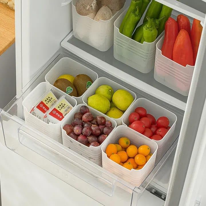Image of fridge storage boxes multipurpose containers for storage Space-saving Refrigerator Side Door Organizer for fridge kitchen Fruits, Vegetables Storage Containers- transparent, Plastic (6)