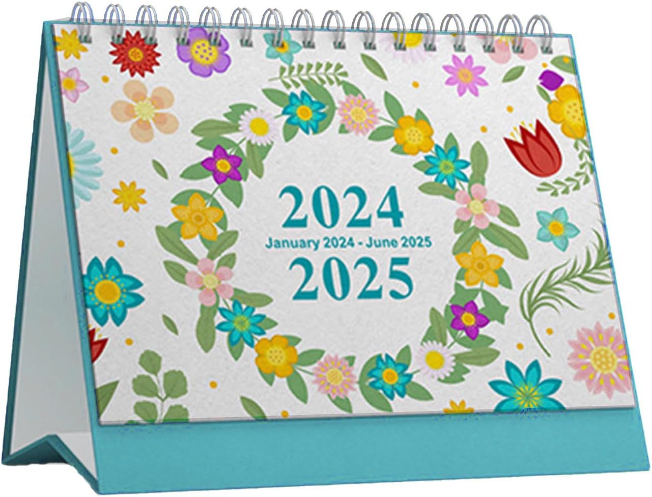 FUNLOV Small Desk Calendar 20242025,Standing Flip 20242025 Desktop Desk Calendar 2025 Uk