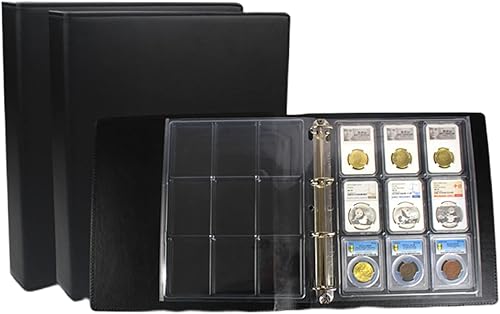 MUDOR Carpeta clásica con páginas de monedas, álbum de 2 x 2, soportes cuadrados para cápsulas de monedas para coleccionistas (carpeta de 1.969 x