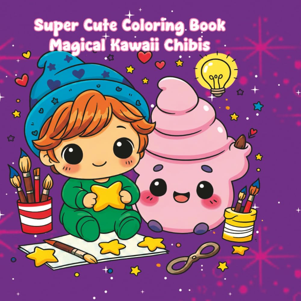 Super Cute Coloring Book – Magical Kawaii Chibis: 52 adorable illustrations for kids, teens & adults