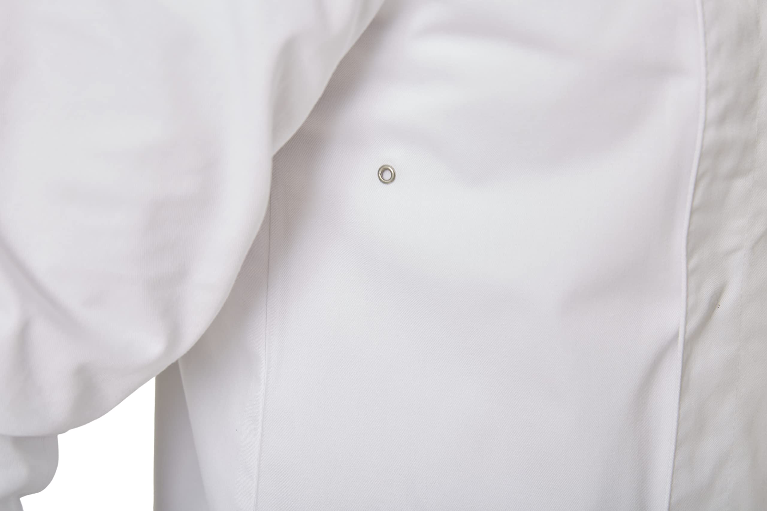 Veste de Cuisine Col Bleu Blanc Rouge Manches Longues Sergé 210 gramme Couleurs Blanc Pressions inoxydables Lavage Machine 90 degrés ou Industriel