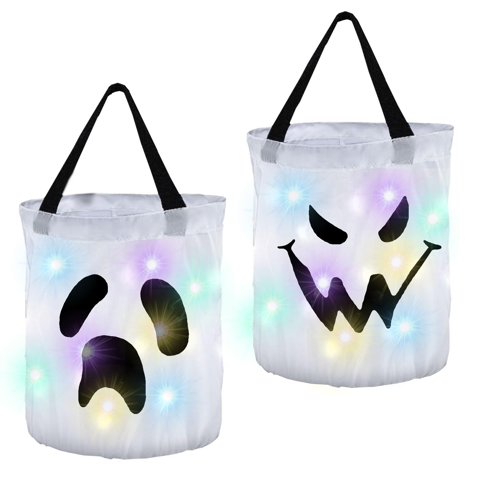 B 2Pcs Light Up Halloween Candy Ag, Led Pumpkin Trick-Or-Treat Ucket Party Goody Tote Ag For Kids Decoration, Party Trick Or Treat Multipurpose Reusable Goody Ucket