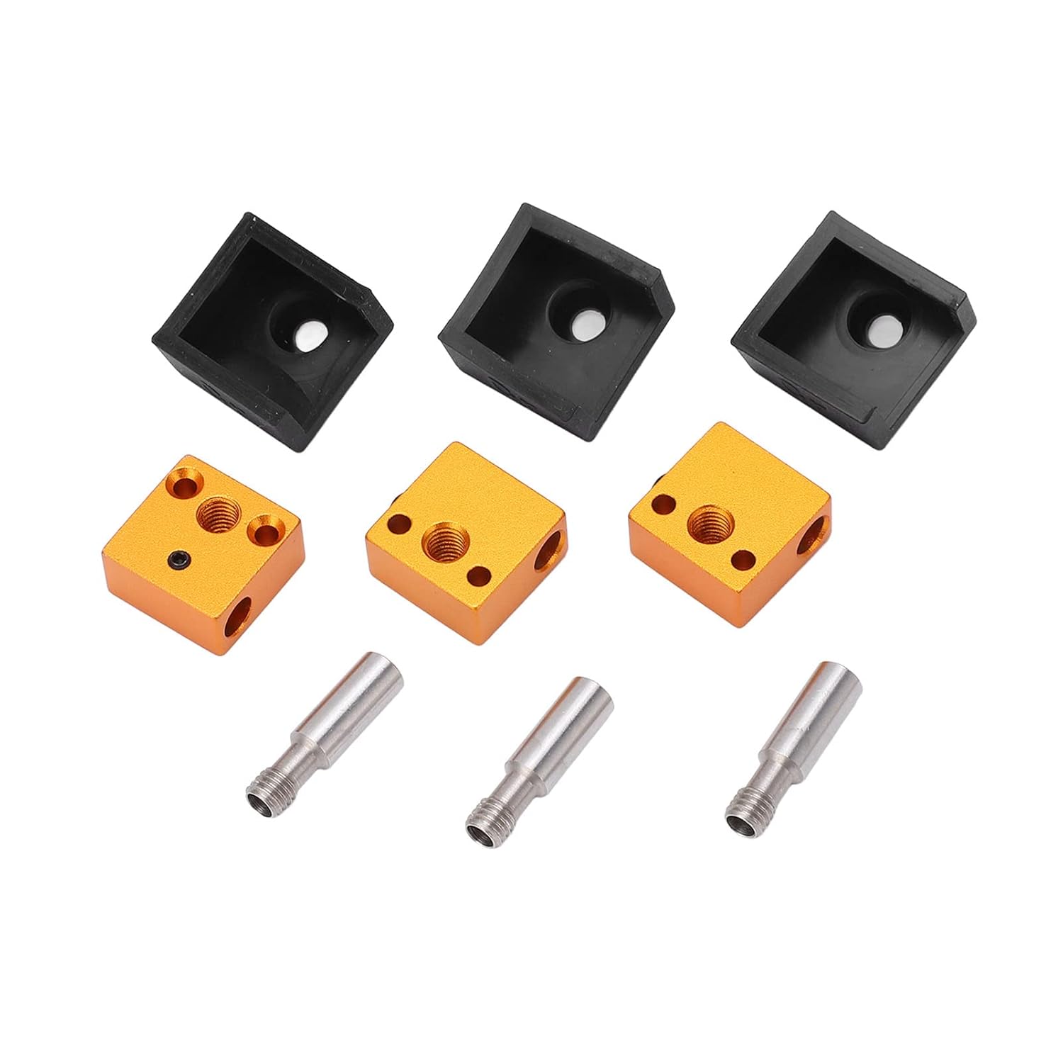 review 3D Printer Aluminum Heater Block, 3D Printer Part Durable Quick Cooling Wide Application Stainless Steel Throat 3 Sets for MK7 MK8