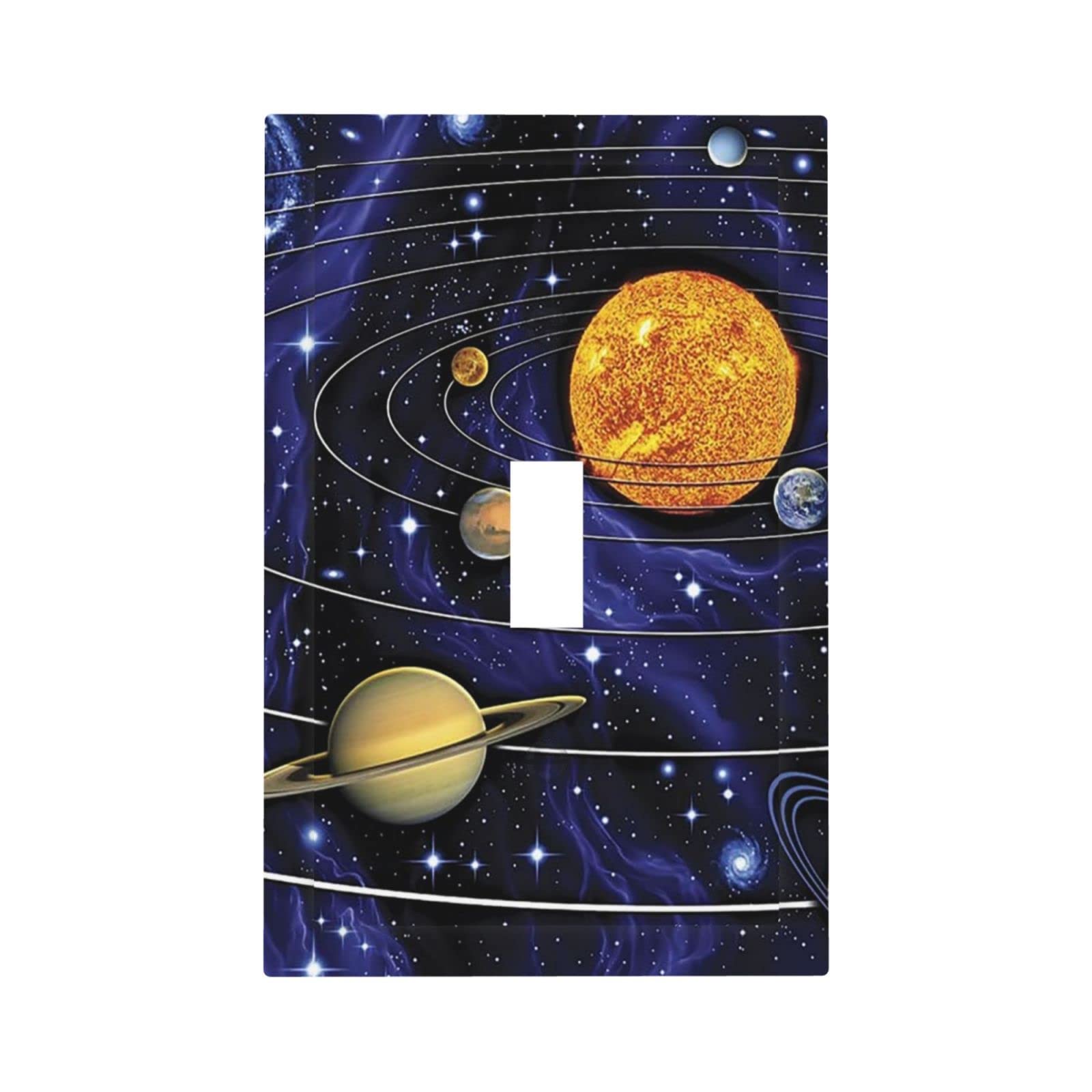Blue Galaxy Planet 1 Gang Light Switch Cover Single Toggle Decorative Wall Plate Electrical Switchplate Faceplate for Nursery Kids Room Bedroom Decora