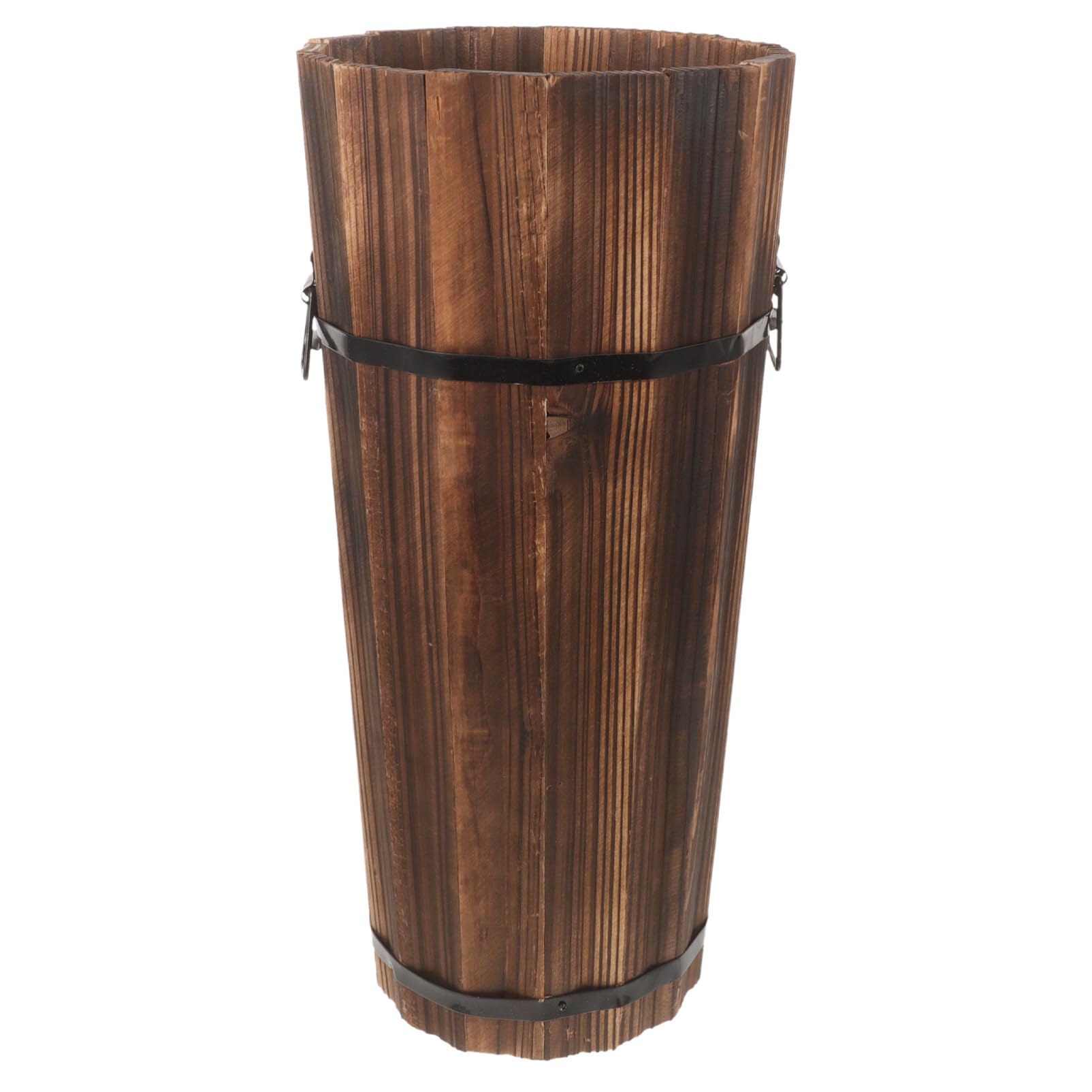 ABOOFAN Wooden Umbrella Stand Holder Umbrella Bucket Rack for Entryway Freestanding Canes Walking Sticks Holder Tall Wooden Planter Barrel, 42.00X21.00X21.00CM, brown