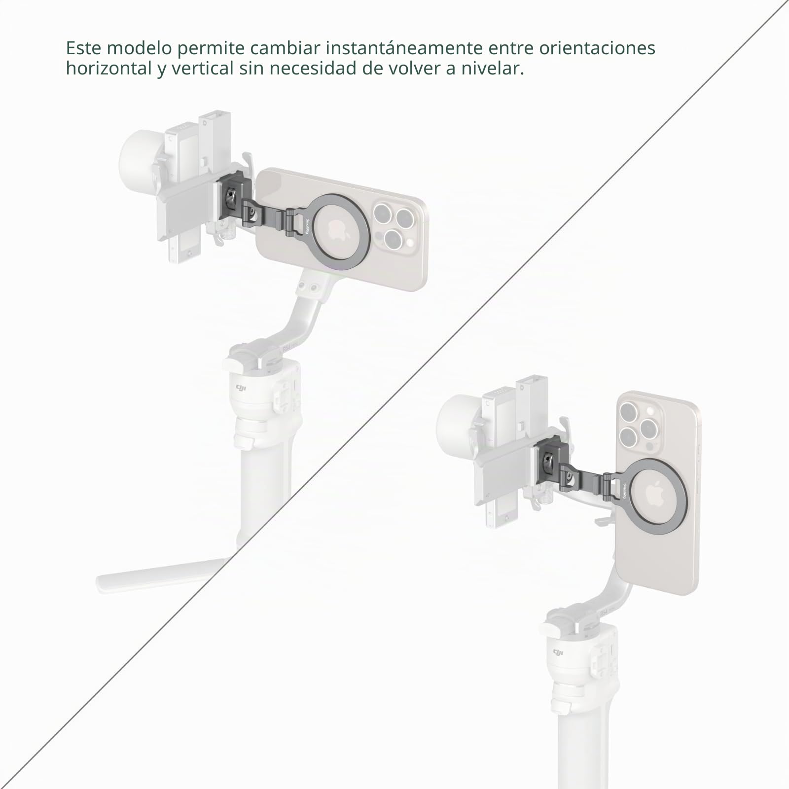 SMALLRIG Soporte de metal para teléfono móvil con placa base para Arca Standard compatible con DJI RS 4 Mini, soporte para teléfono móvil con zapata de accesorios, soporte de trípode para iPhone 17/16