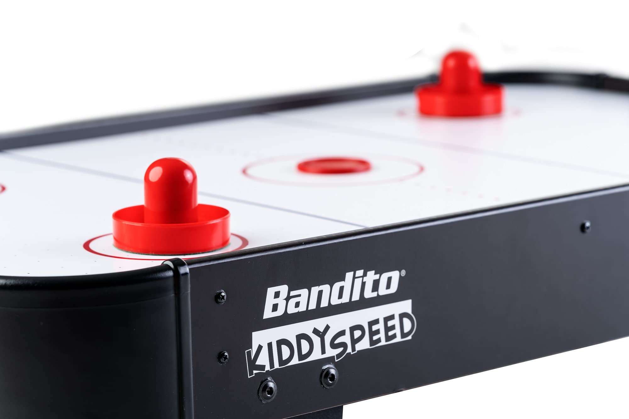 Bandito Mini Airhockey KiddySpeed, mit Luftgebläse, robuster Tischaufleger für Kinder- und Jugendeinrichtungen, Partyraum und Büro, kratzfestes Spielfeld, 92 × 52 × 20 cm