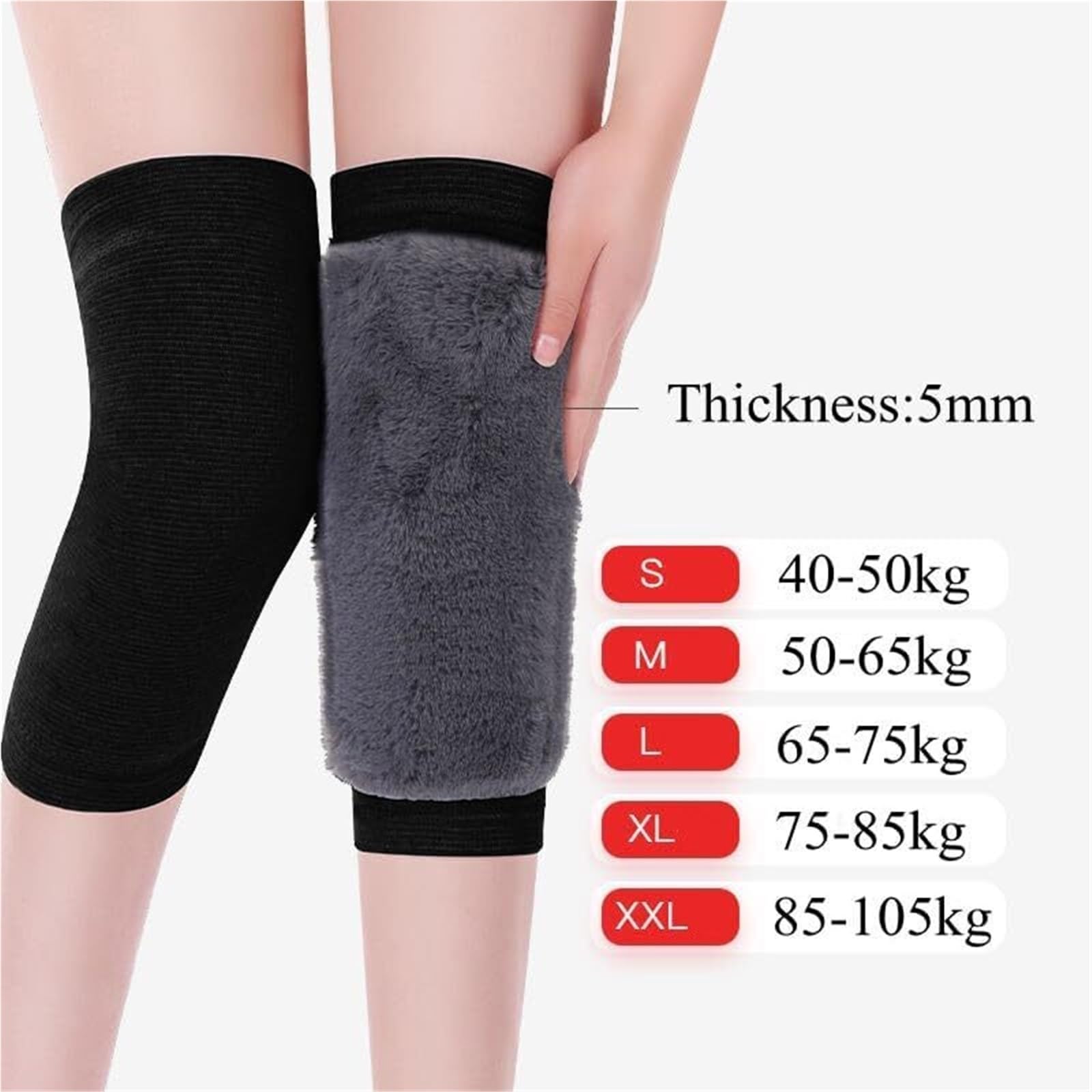Ginocchiera Sport di Forza Ginocchiere con Gambe Calde E Imbottitura in Peluche Adatte for Gli Sport all'Aria Aperta Supporto al Ginocchio(Black,XXL)