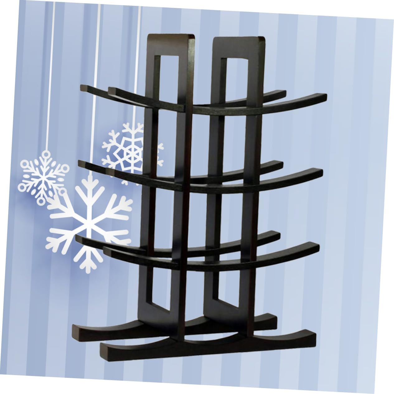 Wooden Red Wine Rack Elegant Bamboo Wine Bottle Holder for Home Bar and Dining Decor Stylish Display Stand for Collectors Black Finish Space-Saving Design