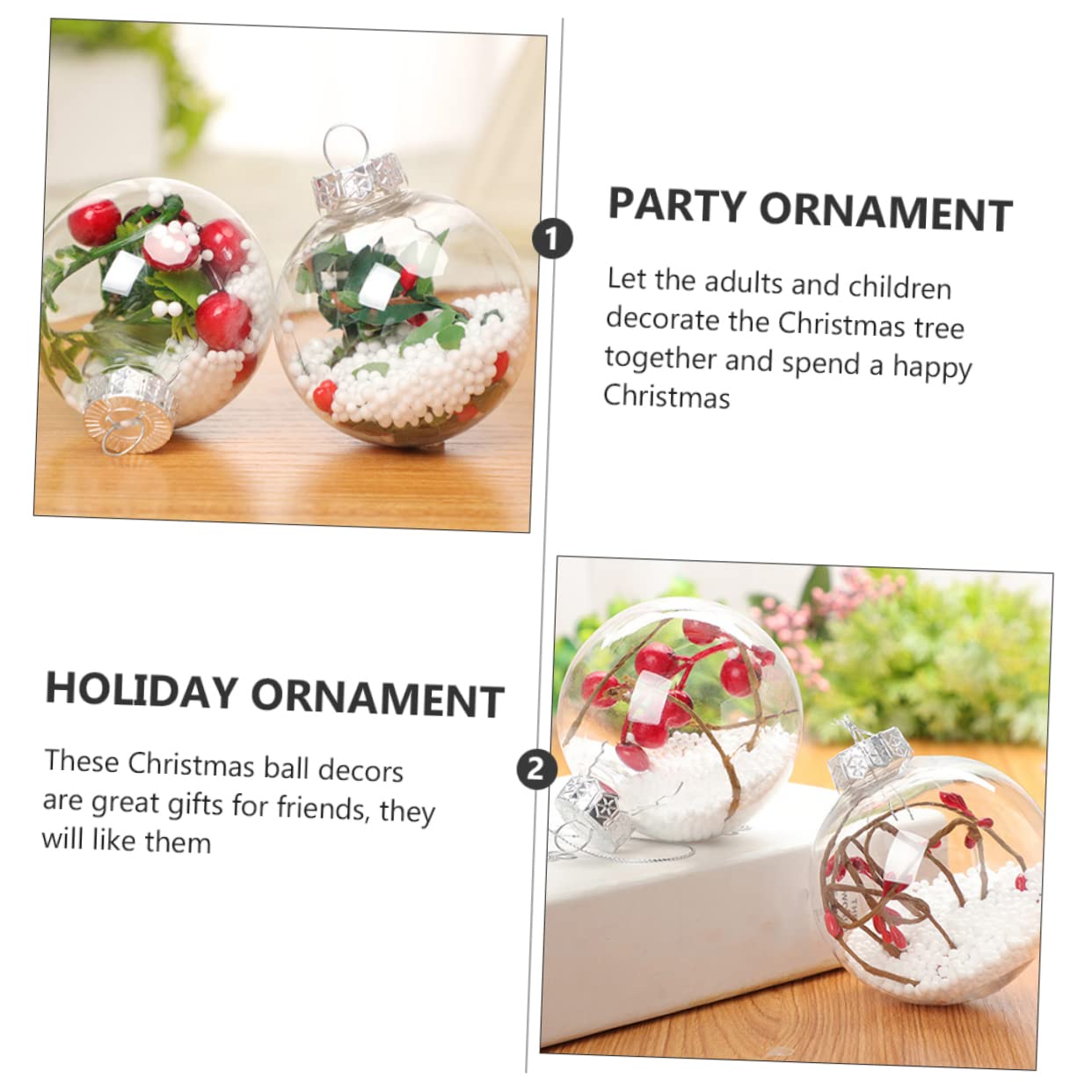 Cabilock 20piezas Bola Colgante Decorativa Transparente de Navidad de Adorno para Árbol de Navidad Decoración Colgante para Fiestas de Invierno