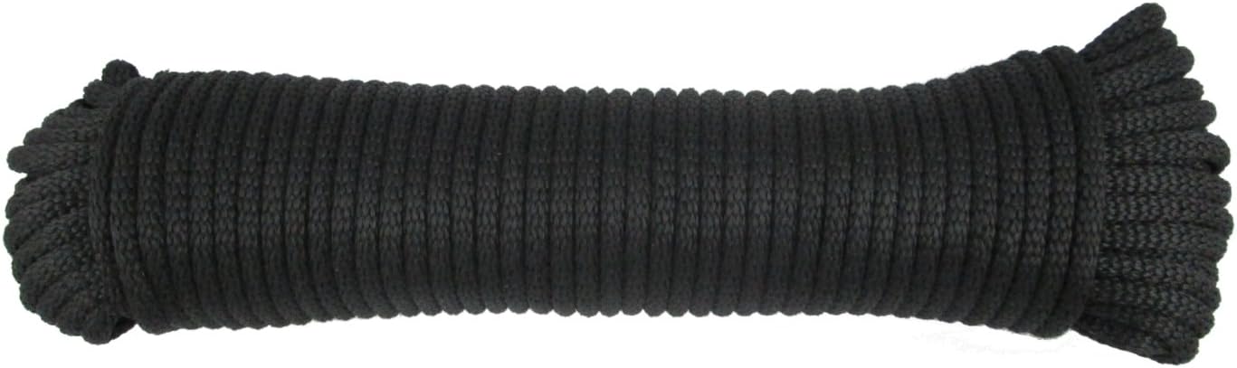 Black Dacron Polyester Rope 1/4" X 100 Ft (#8)