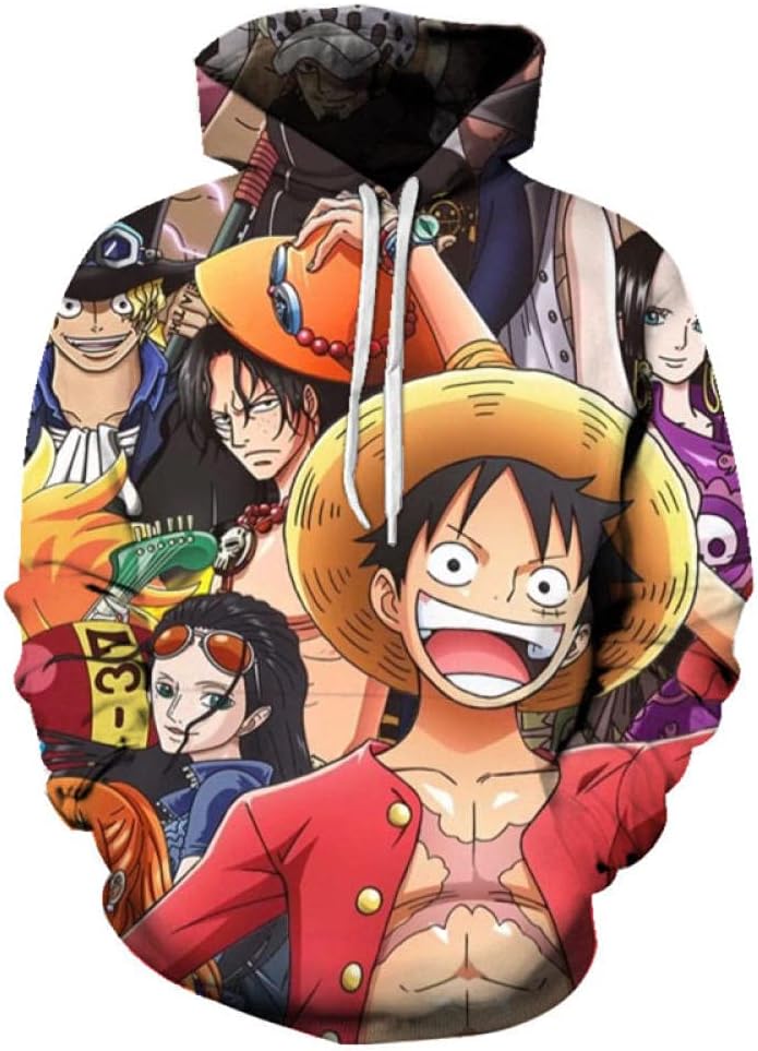 Xofrone One Piece Monkey D Luffy Creative 3D Anime Printed Hoodies for Men