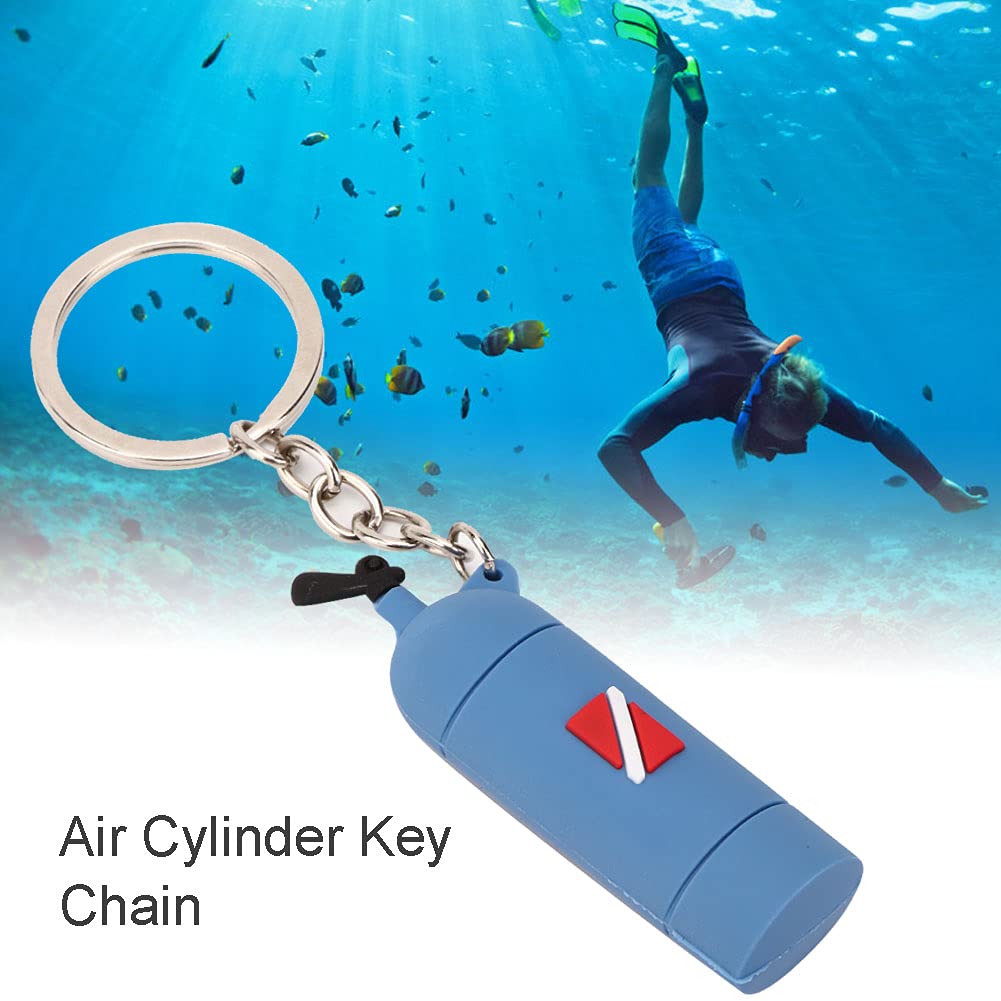 Keenso Portachiavi a Tema per Immersioni, 1Pcs Mini PVC Scuba Diving Tank Portachiavi Cilindro Portachiavi per Donne e Uomini(10 * 5 * 3cm-Blue)