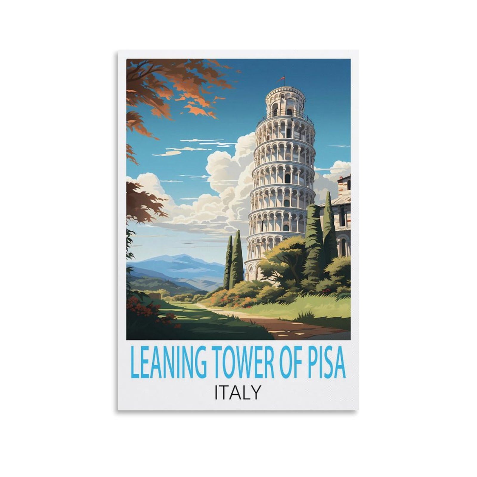 Metal Sign Tin Sign,Leaning Tower of Pisa Italy,Metal Wall Decorative Tin Signs for Home Kitchen Bar Coffee Shop Club Orchard Decoration 30x30cm