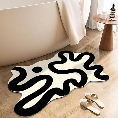 Optical Visual Illusion Rug 2026 �V�����}�b�g�s�K���Ȍ`�̃��O�A����~�߂Ƌz�����̃h�A�}�b�g�A�o�X���[���̓�����p�A�g�C���}�b�g�A�o�X���[���̊�������(K,60X90cm)