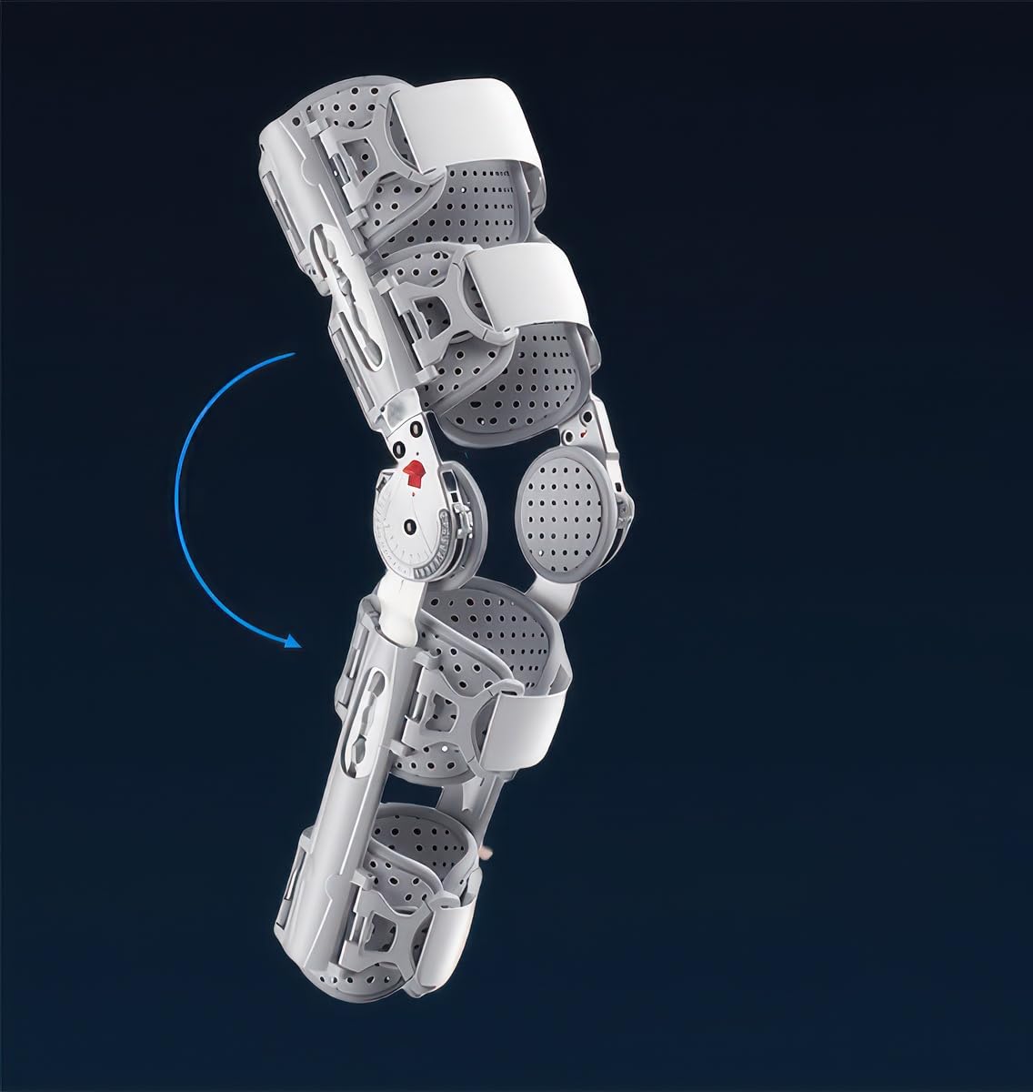 Rodillera ajustable con bisagras ROM, diseño abierto, ajuste universal para pierna izquierda o derecha, unisex, ligera y transpirable