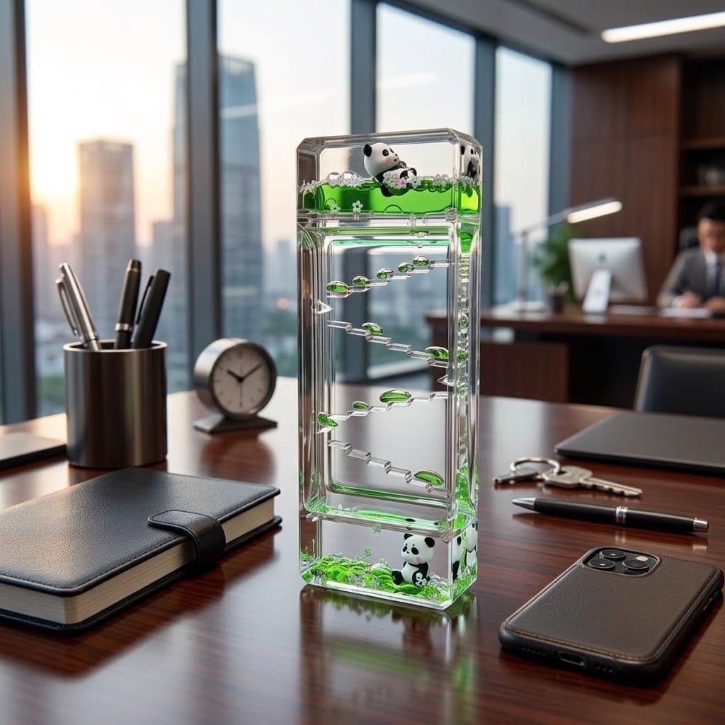 Liquid Motion Panda Ladder Toy, Clear Bubble Timer, Green Fluid, Stress Relief Desk Decor for Kids of All Ages-image-41