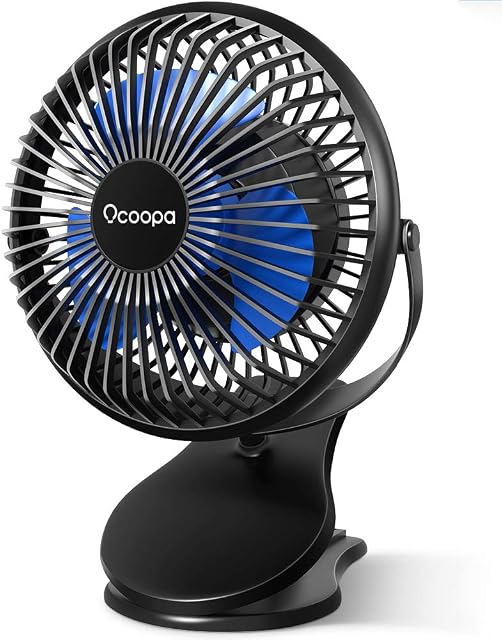 OCOOPA Desk Fan Clip On Fan for Pram, Mini Stroller Fan, Rechargeable Portable Table Fans, Battery Operated & 360° Rotation Personal Desktop Fans for Baby Stroller PushChairs Bed Camping