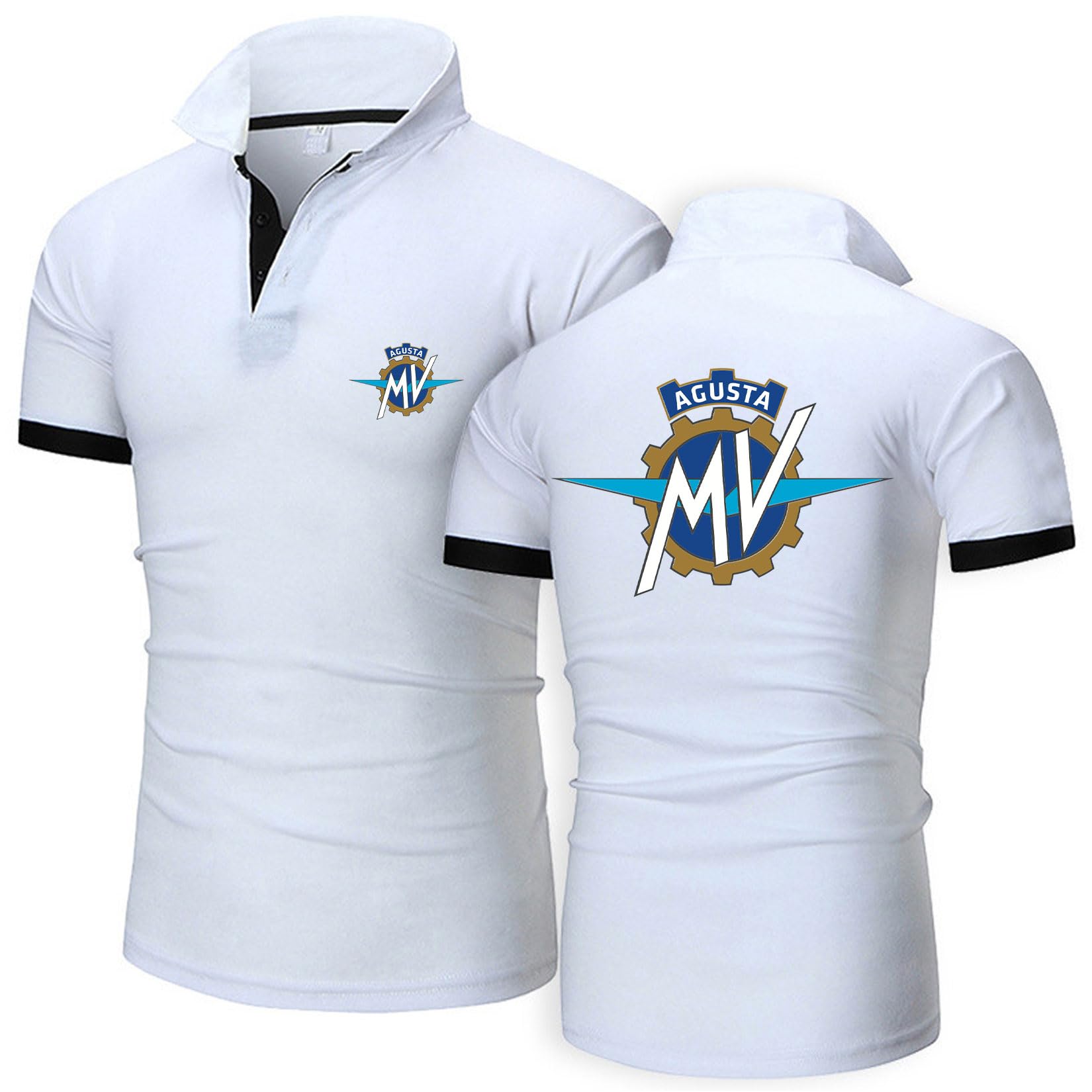 MODRYER Mens Polo Shirts Quick Dry Short Sleeve For MV Agusta Golf Short Sleeve Moisture Wicking Breathable T-Shirt Casual Athletic Tees,White-XL