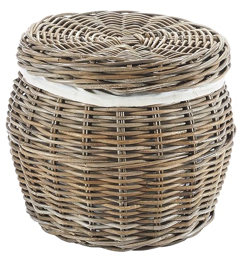 Kobolo Wäschebehälter Aufbewahrungskorb aus Rattan kubu grey mit...