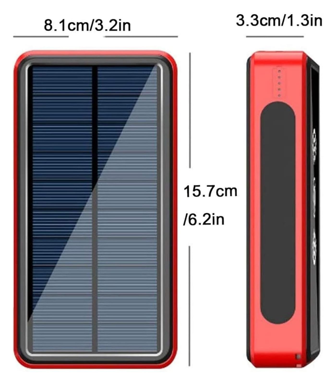 Caricatore solare 100000Mah Waterproof Qi Wireless Power Bank campeggio Battery Pack with Solar Panel Fast charge 5V/2.1A Input/Output, LED flash [classe energetica A]