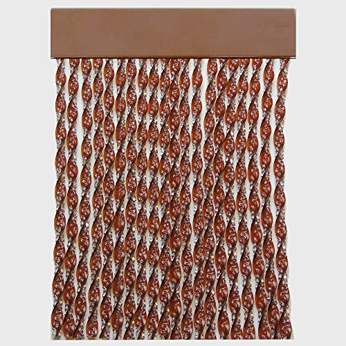 Tenda esterna con cordino per porte anti-insetti | PERTONI TENDE (marrone, larghezza 120 x 230 lunghezza)