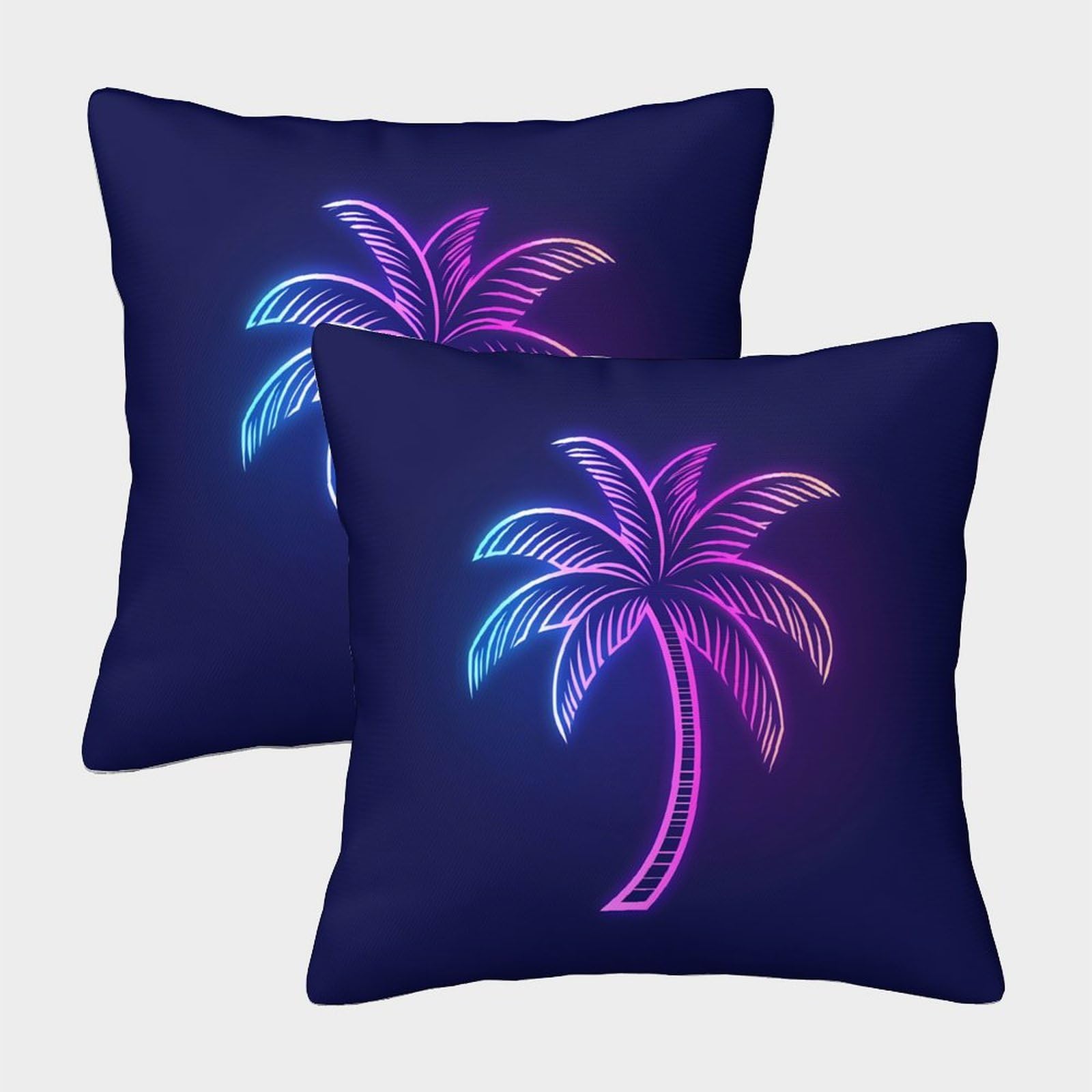 QFVANSIYO Neon Palm Tree Decor 3D Printed Microfiber Pillowcase For Bedroom Neon Palm Tree Pillow Cover Home Bedding 40x40cm