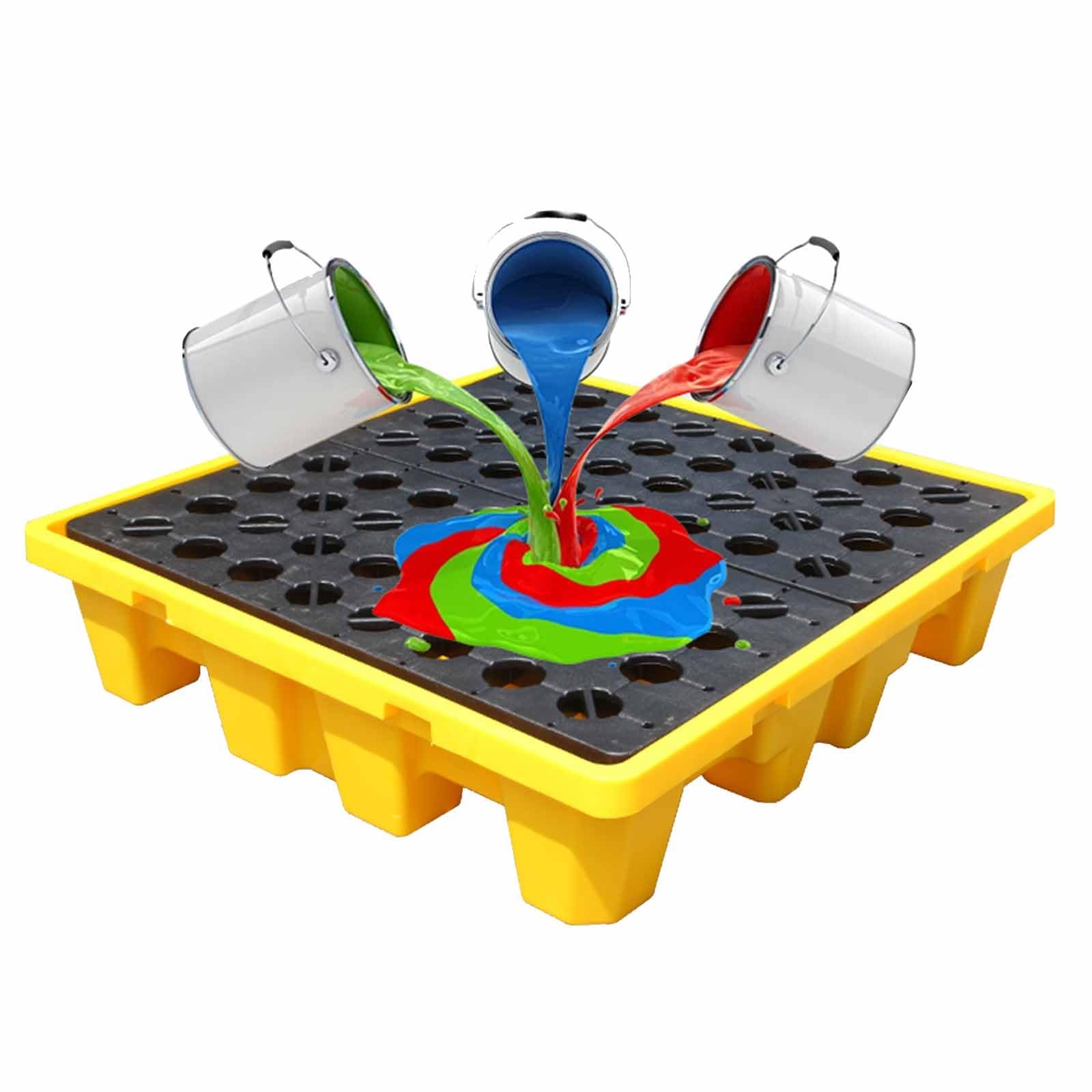 JKJZSALJ 48"X24"X4" Spill Containment Platform With Grating & Forklift Pockets, 2,000 Lbs Load Capacity Drainage Tray, Modular Spill Pallet,72x72x16cm